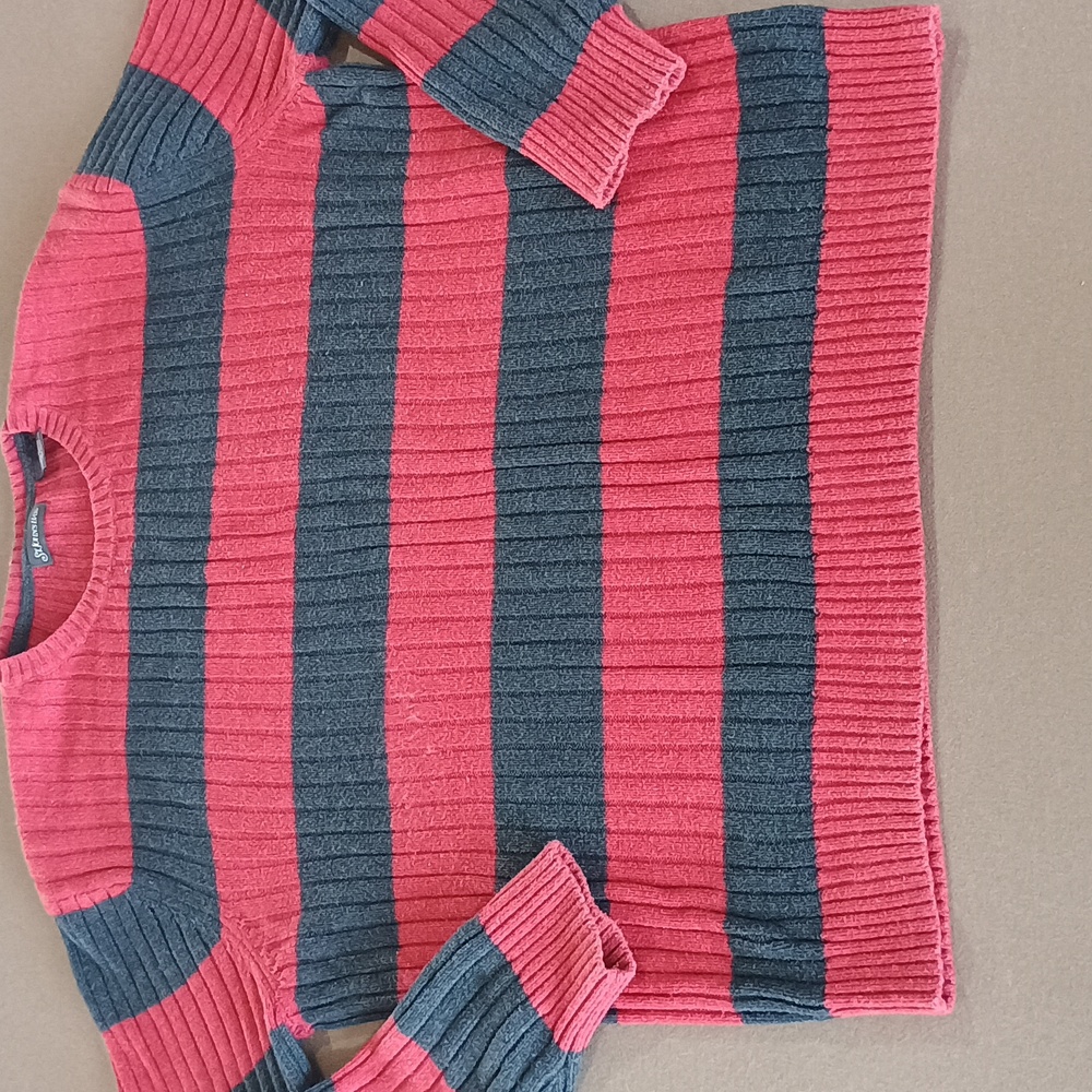 St. John's Bay red and gray striped sweater.     size m